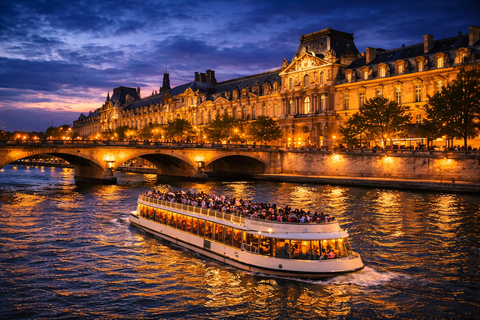 Paris: Day or Evening River Cruise with Musical Ambiance Paris: Seine Cruise with Digital Parisian Songs & Postcard