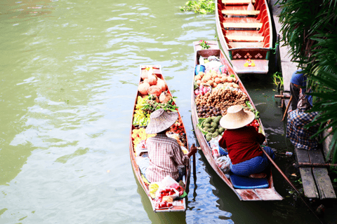 Bangkok: Visita al Mercado Flotante y del Tren de Damneon con paseo en barcoTour privado con guía y paseo en barco