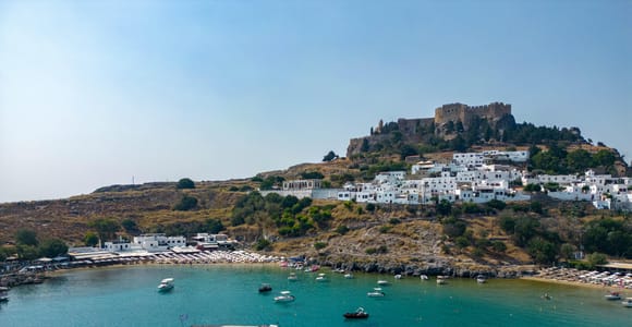 Kolympia: Transfer & Cruise to Lindos with 3 Swimming Stops