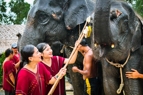 Phuket: Fütterung und Baden von Elefanten erleben