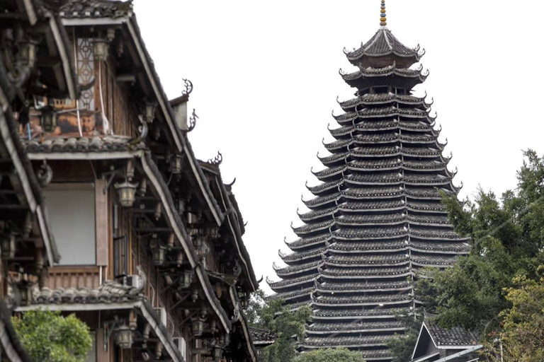 桂林至三江：东村、当地午餐和茶山其他语言的导游