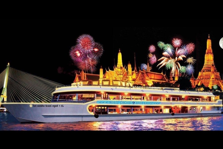 Bangkok: White Orchid Chao Phraya Dinner Cruise free Beer Departure from Iconsiam