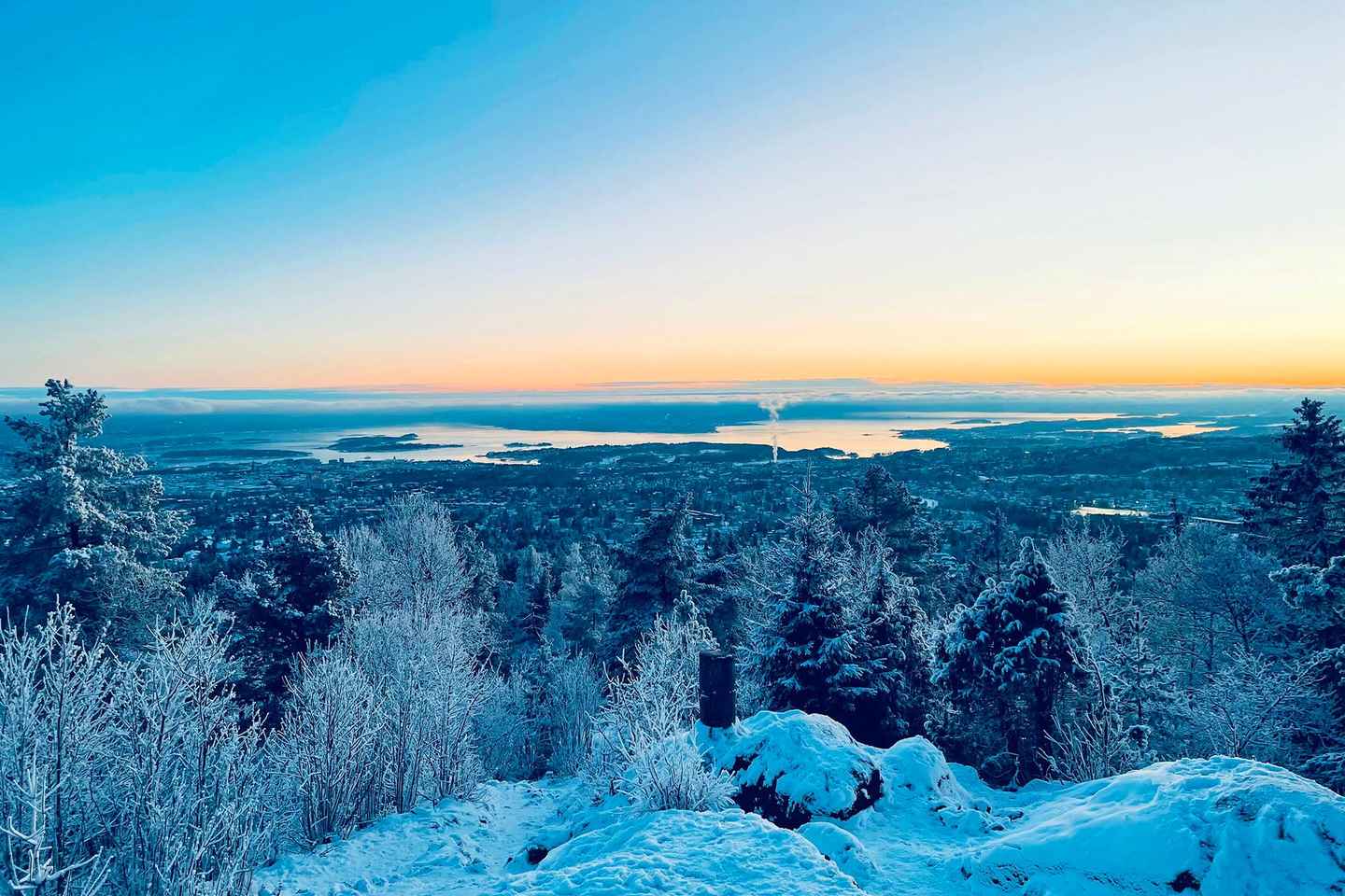 Oslo: Snow Hike to Vettakollen with Oslofjord Winter View