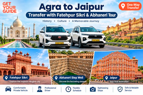 Agra to Jaipur: Transfer with Fatehpur Sikri & Abhaneri Tour