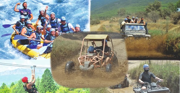 Alanya/Antalya: Buggy-, Jeep-, Rafting- und Seilrutsch-Tour + Mittagessen