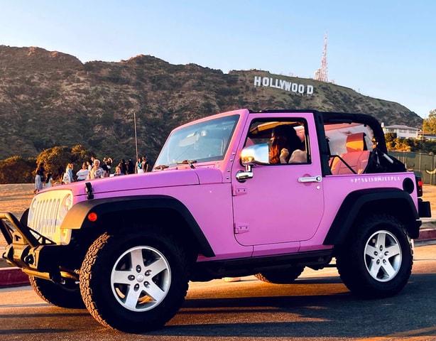 Los Angeles: Hollywood Sign Tour on a Pink, Open Jeep