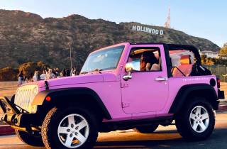 Hollywood Sign Private Tour in einem offenen rosa Jeep