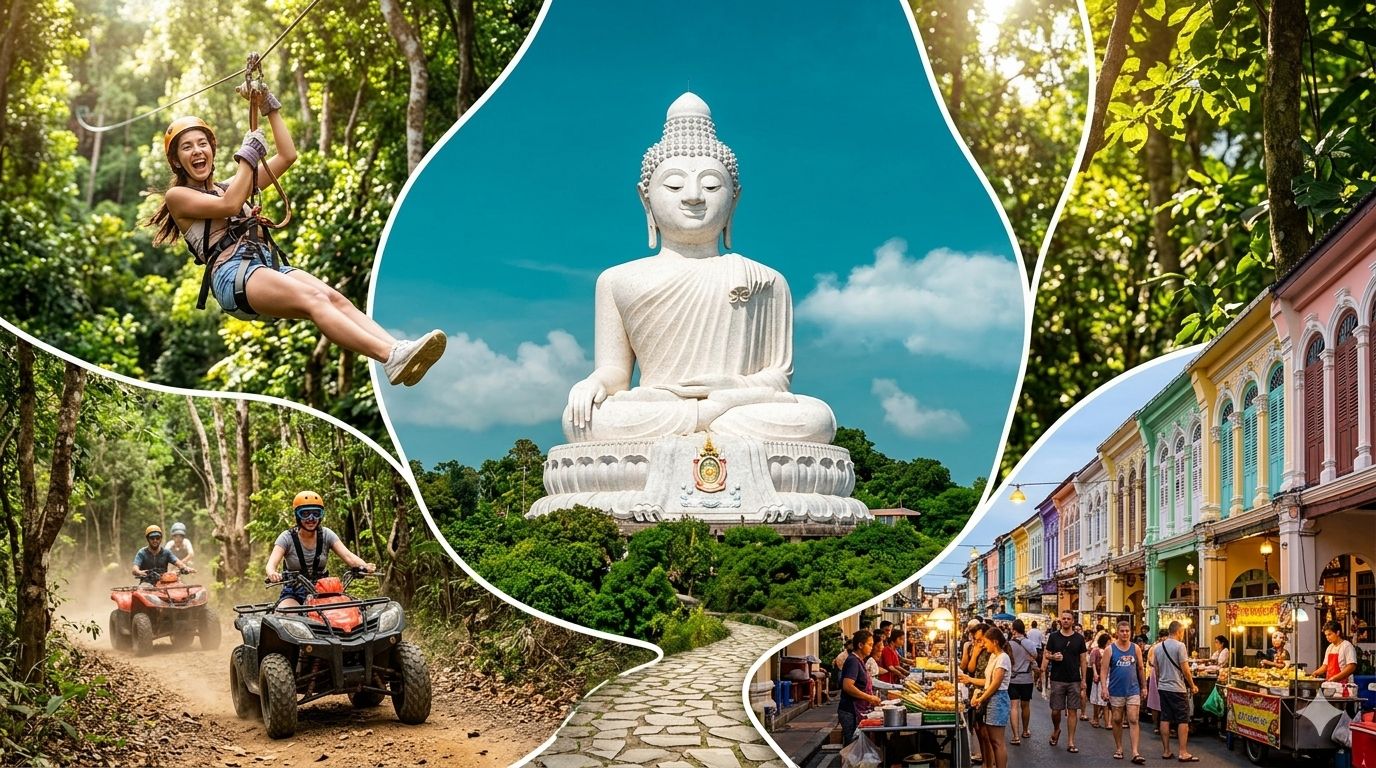Phuket: Stadt-Highlight – Großer Buddha, Quad, Elefanten & Seilrutsche