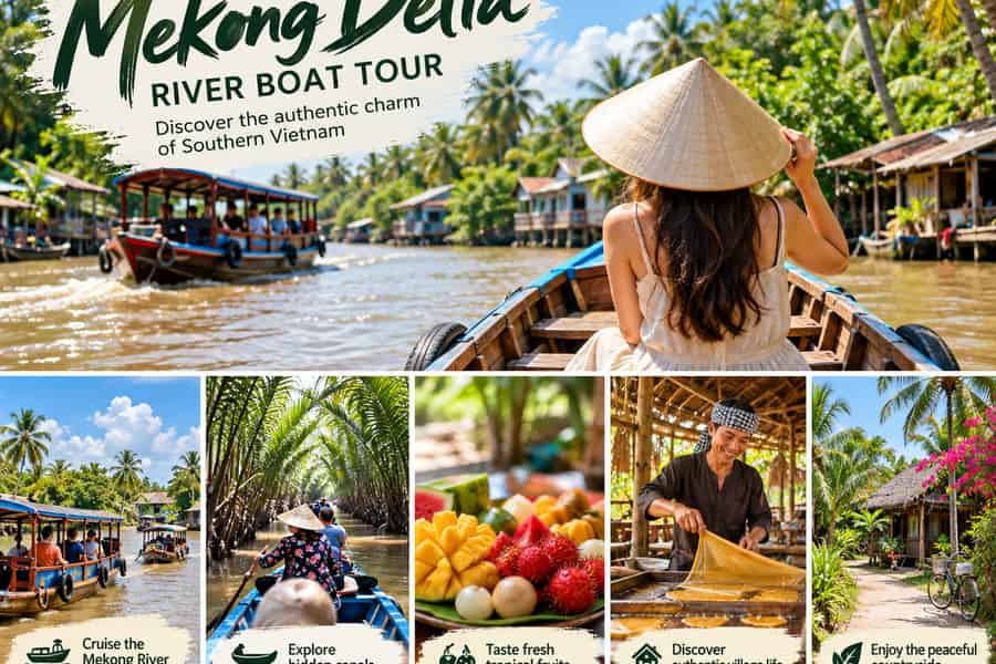 Tour in der Nähe von Ho-Chi-Minh-Stadt: Erkunden Sie das Mekongdelta mit dem Flussschiff. Foto: GetYourGuide Tour in der Nähe von Ho-Chi-Minh-Stadt: Erkunden Sie das Mekongdelta mit dem Flussschiff. Foto: GetYourGuide