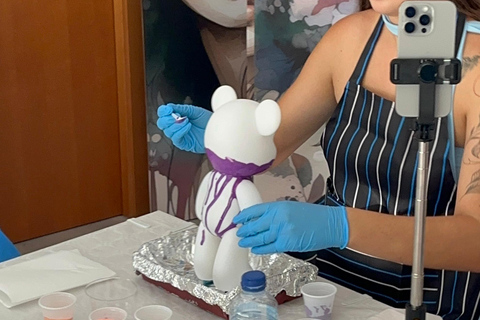 Alicante: Fluid Painting Workshop – Create Your Own Art Create a Bear Set - 23 cm Bear + Mini Bear Key Ring
