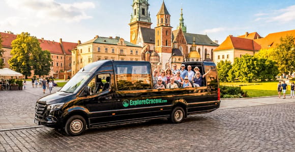 Krakow Cabrio Bus City Tour with Live Guide, Vodka & Pierogi
