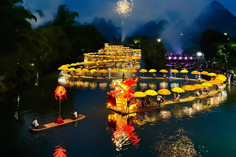 Guilin Yangshuo Day Tour: Balloon, Rafting & Impression Show Paragliding flight