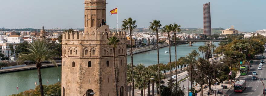 Expérience de boissons au coucher du soleil sur un toit à Séville