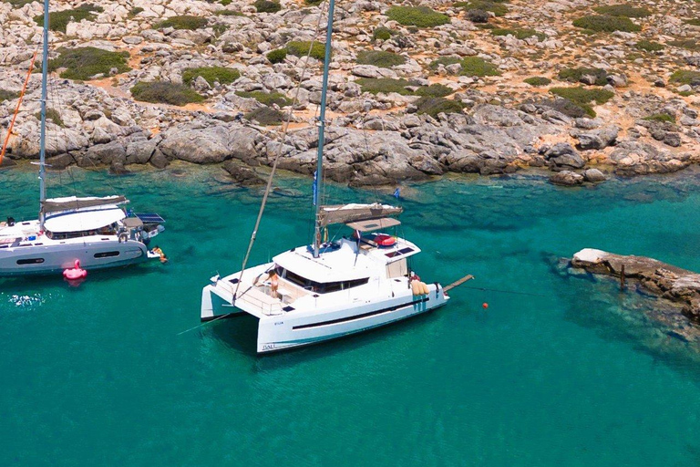 Hersonissos: Luxury Catamaran Cruise to Dia - Lunch & Drinks Catamaran Trip to Dia with Transfer from Hersonissos & Malia