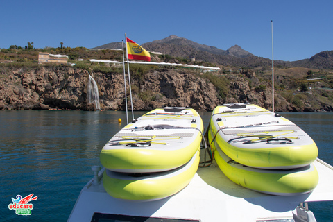 Nerja: Maro Waterfall Boat Trip with Paddleboarding & Drink