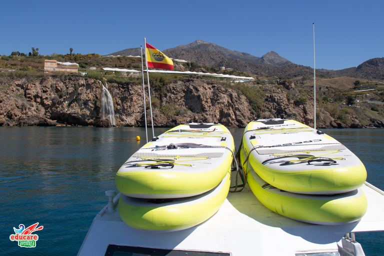 Nerja: Maro Waterfall Boat Trip with Paddleboarding & Drink