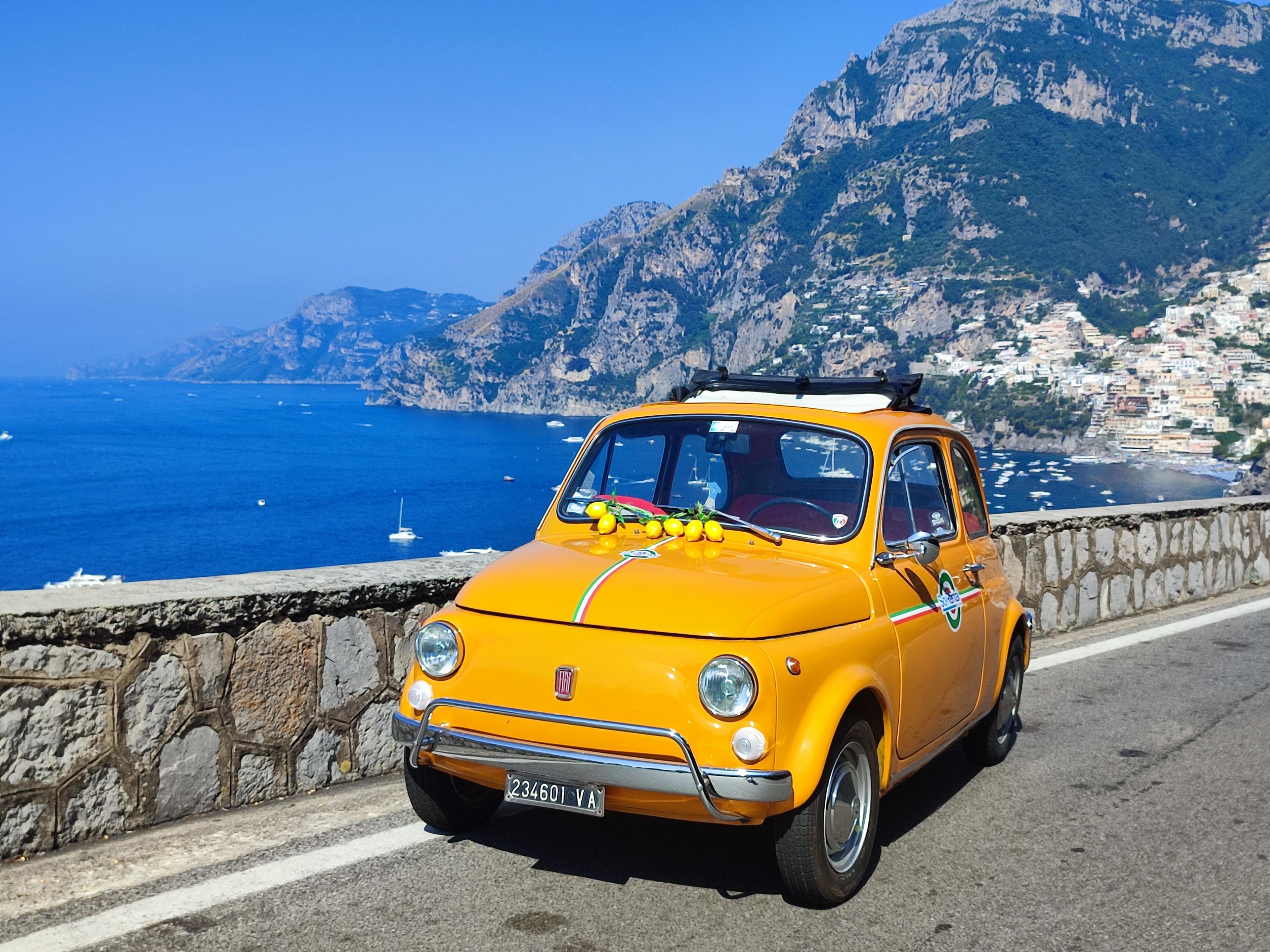 Positano: private Tour mit einem Fiat 500 Oldtimer ab deinem Hotel