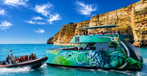 From Albufeira: Benagil Caves and Dolphins Guided Boat Tour