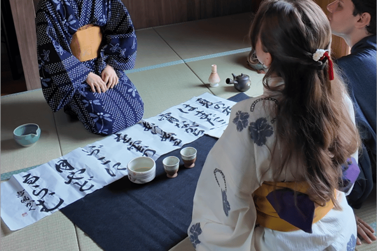 Kyoto: 100% Private Tea Ceremony, Calligraphy, and Kimono All-in-One Cultural Experiences Includes a Local Kyoto Walk