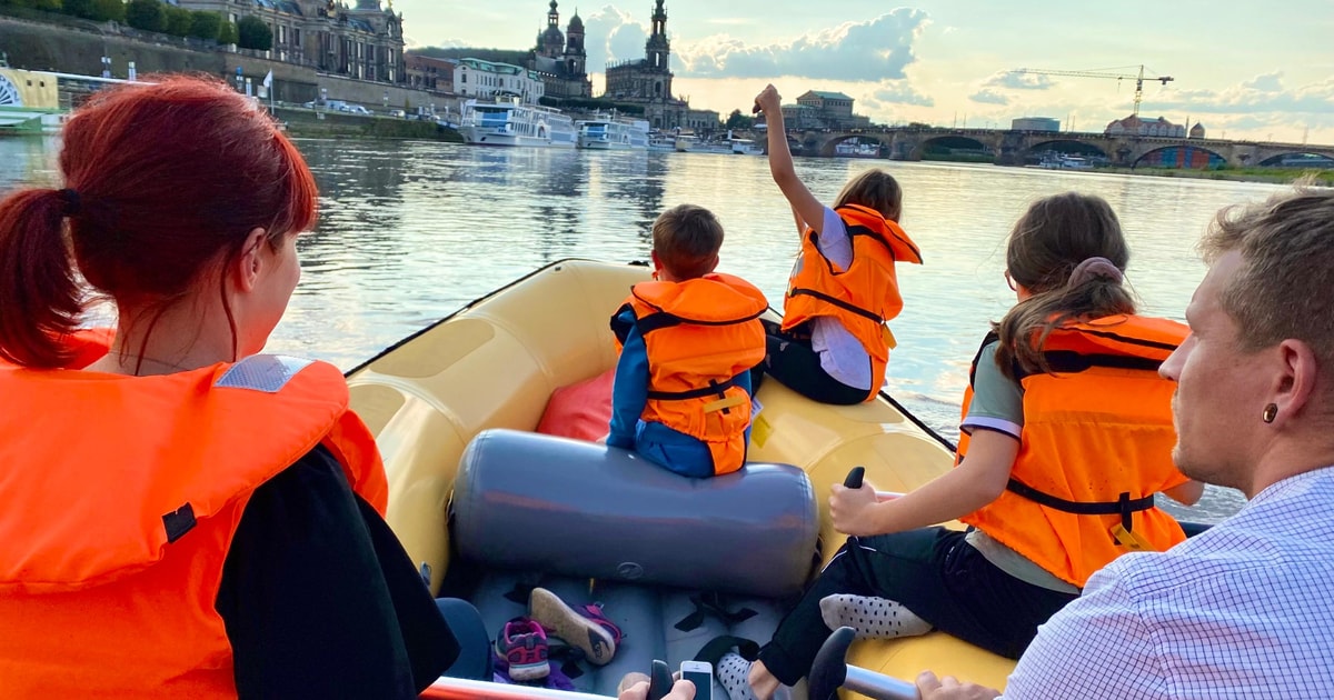 Dresden: Bådtur - i en gummibåd fra Pillnitz til den gamle bydel ...