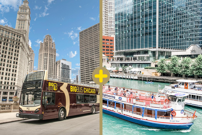 Chicago: Crociera sul fiume dell&#039;architettura e tour in autobus Hop-on Hop-off