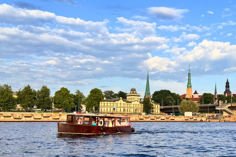Riga: Canal and River Cruise with Old Town Transfer & Drink Boat Evening Tour with Old Riga Transfer & Welcome Drink