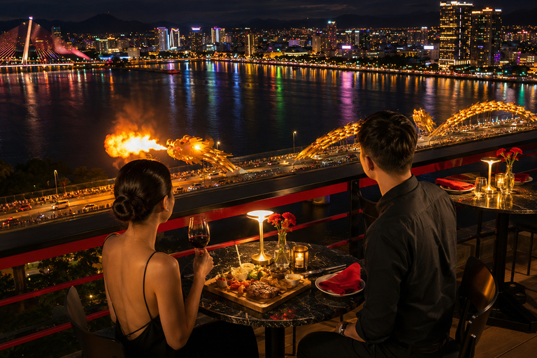Da Nang: Panoramic Rooftop Dinner & Dragon Bridge Fire Show Dragon’s Flame Romance: Wine & Best View