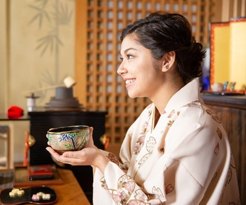 Tea Ceremony experience with simple kimono in Okinawa