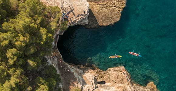 Rovinj: Kajak-Tour zur Insel Paradisea mit Schnorcheln