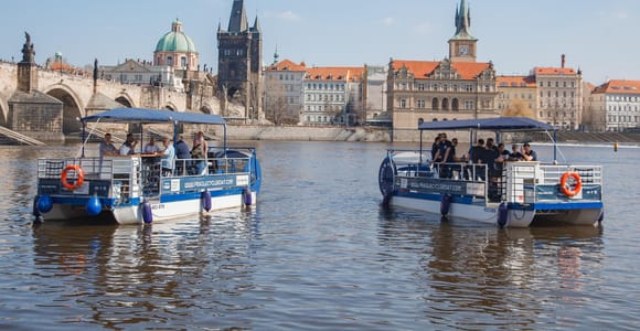 Prague: Swimming Beer Bike Tour on Europe&#39;s Only Cycle Boat