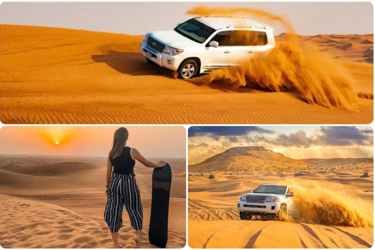 Doha : Safari dans le désert au coucher du soleil avec promenade à dos de chameau et planche à sable