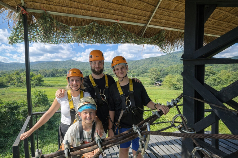Chiang Mai: Jungle Zipline, River Bamboo Raft with Pickup