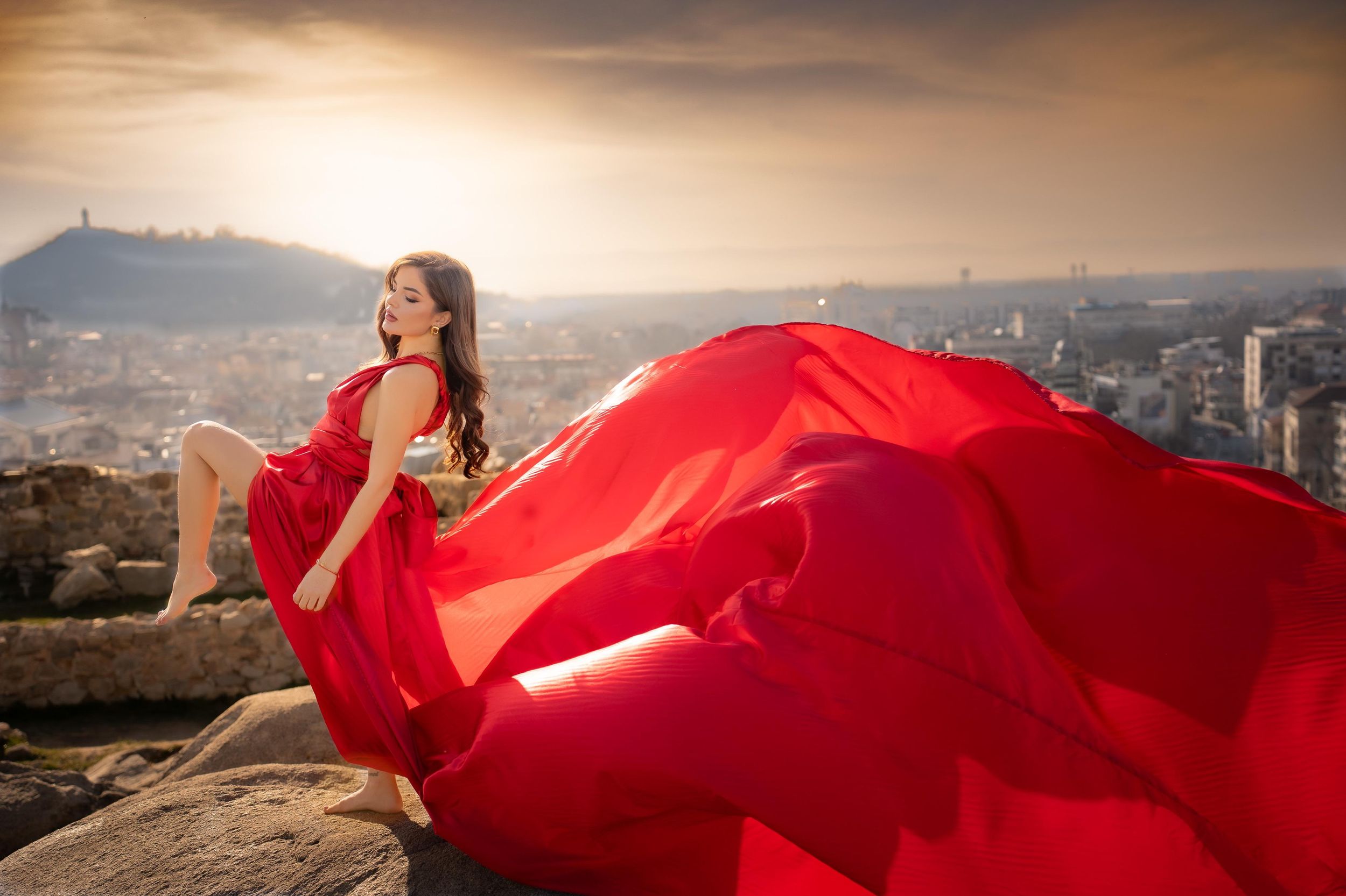 Plowdiw: Fotoshooting mit fliegendem Kleid