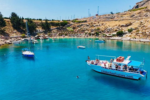 Lindos,Pefkos: Crucero en barco con natación y snorkel todo incluidoCrucero en barco con traslado desde Pefkos, Lindos y Lardos
