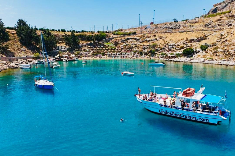 Lindos,Pefkos: Crucero en barco con natación y snorkel todo incluidoCrucero en barco con traslado desde Pefkos, Lindos y Lardos