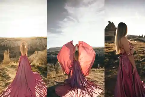 Göreme : Location de robe volante en satin en Cappadoce
