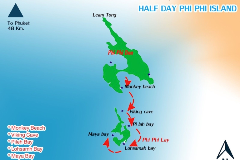 Îles Phi Phi : croisière d'une demi-journée en longtailÎles de Phi Phi : excursion l'après-midi