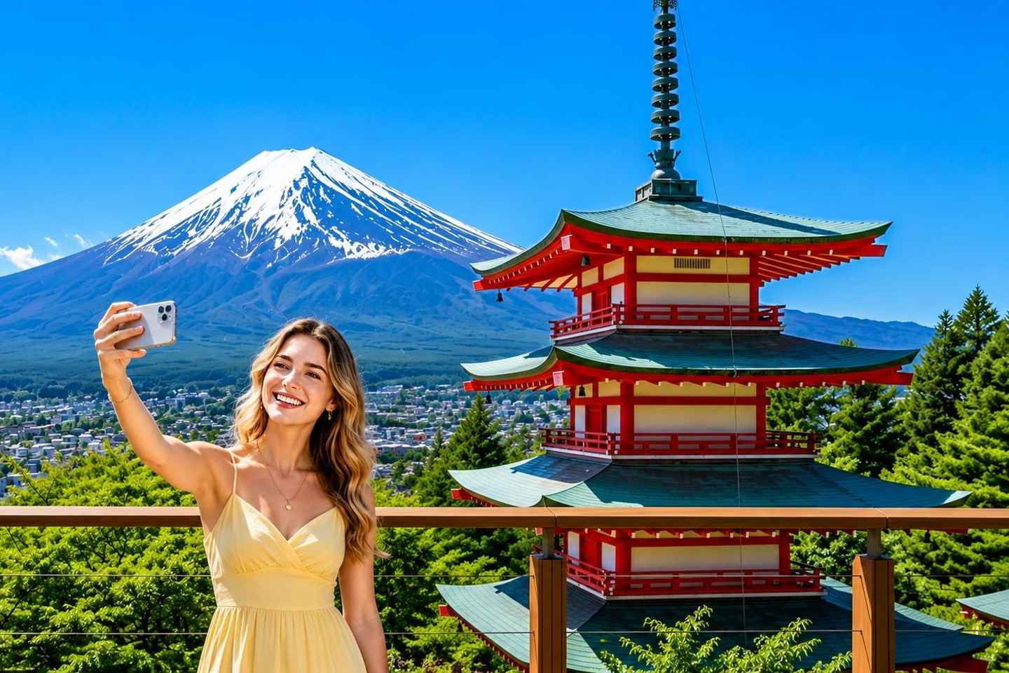 Mt Fuji Top 6 Spots Day Tour:Arakurayama Park,OshinoHakkai