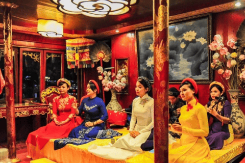 Hue: Food Tour with Guide and Royal Music on Dragon Boat Private: French guide