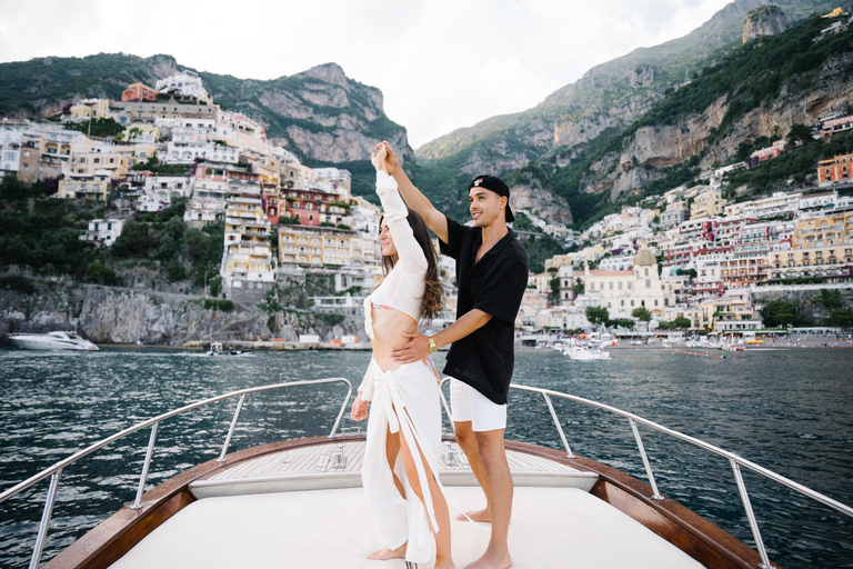 From Positano/Praiano: 1h 30 min Private Sunset Cruise Private Sunset with Champagne