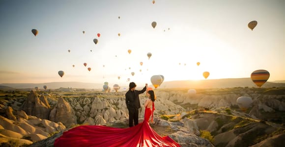 Cappadocia: Flying Dress, Balloons & Horses Photo Shoot