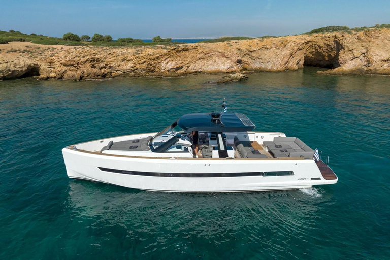 Caldera Private Cruise with Luxury Fjord 52 Motor Yacht Sunset Cruise