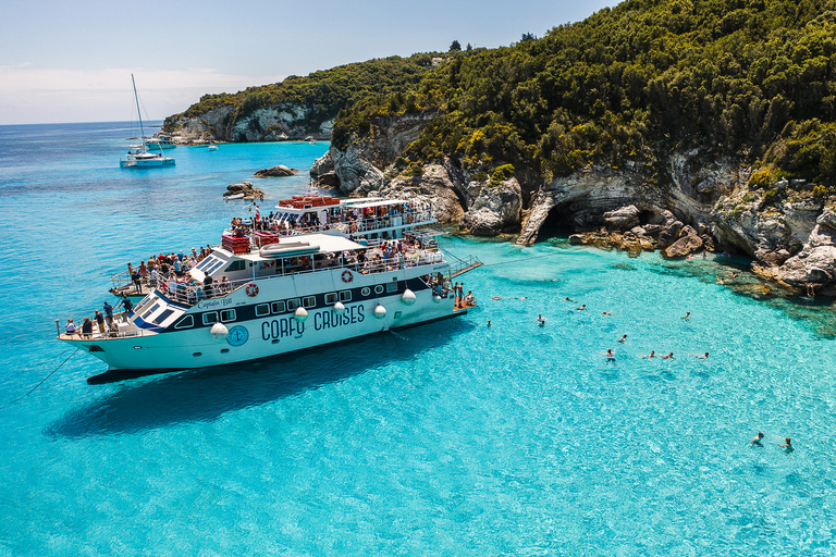 From Corfu: Day Cruise to Paxos, Antipaxos, & the Blue Caves Pickup from East, North & West Corfu