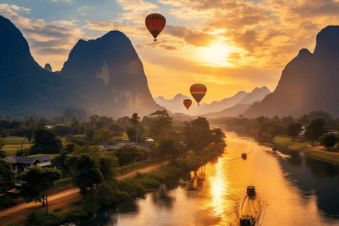 Vang Vieng: globos aerostáticos y paisaje de karts