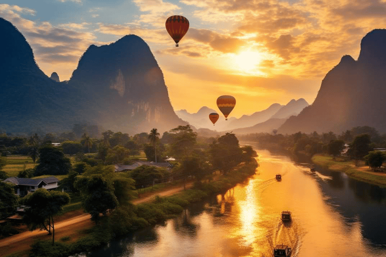 Vang Vieng: varmluftsballonger och kartlandskap