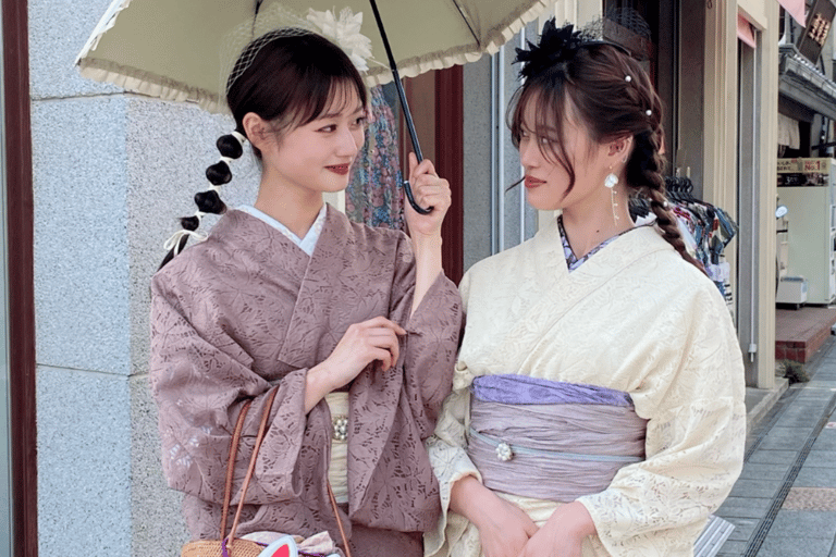 Kyoto: Kimono Rental in Gion Provided by RikaWafuku Kimono Rental Hair Set Plan