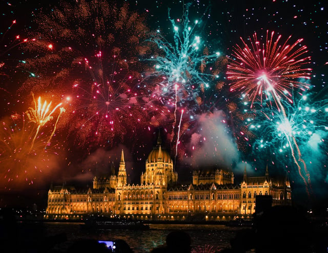 Budapest: crociera con fuochi d'artificio di Santo Stefano e drink