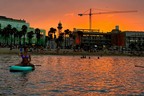 Barcelona: Sunset Paddle Surfing Session + Instructor + Photos Barcelona: Sunset Paddle Surf Outing + Instructor + Photos