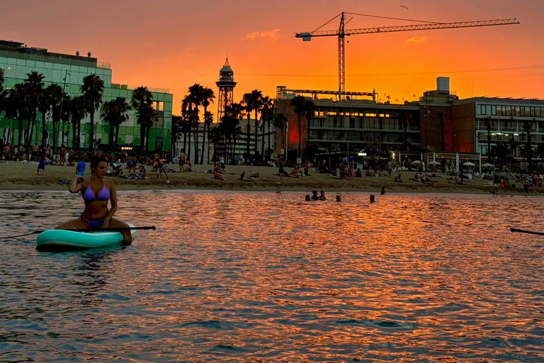 Barcelona: Sunset Paddle Surfing Session + Instructor + Photos Barcelona: Sunset Paddle Surf Outing + Instructor + Photos