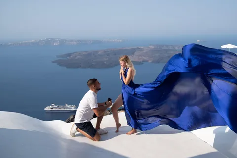 Santorini: Proposal Photoshoot l Private Entry to blue Dome